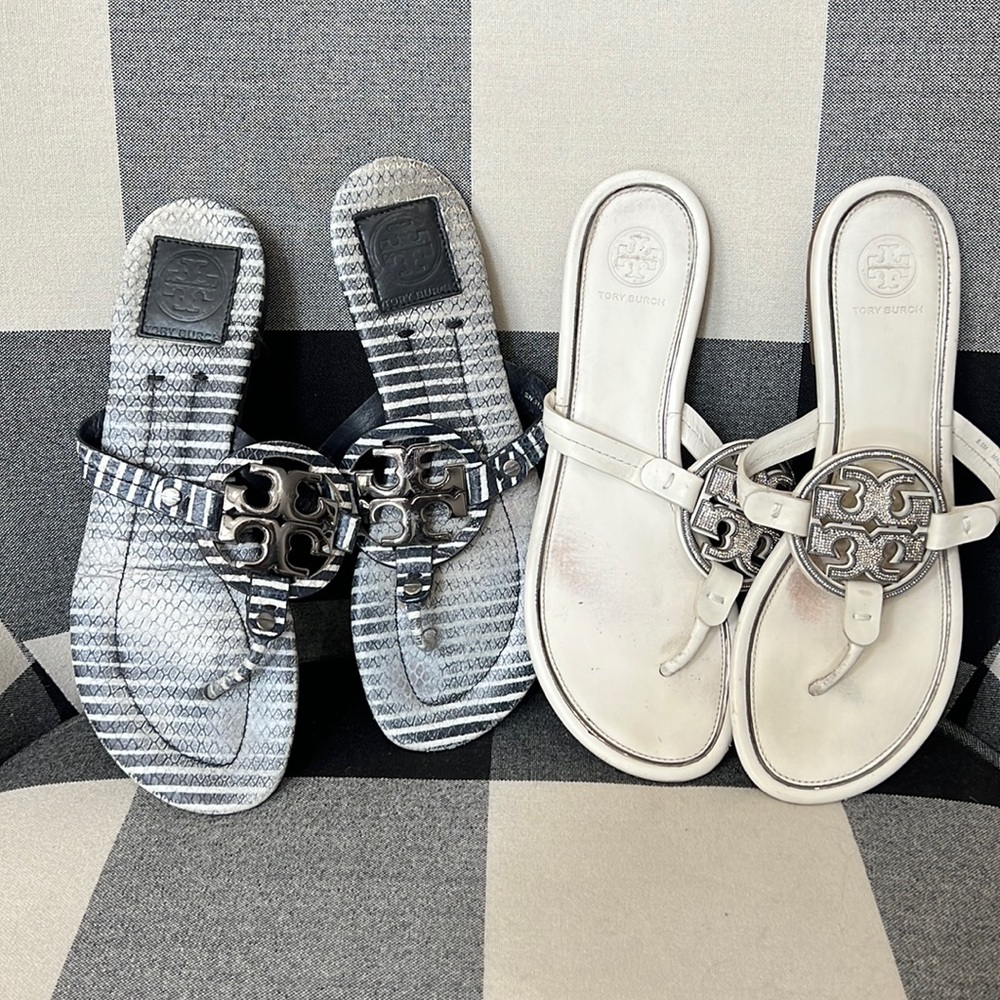 Gently used Tory Burch miller sandals size 8 and 8.5